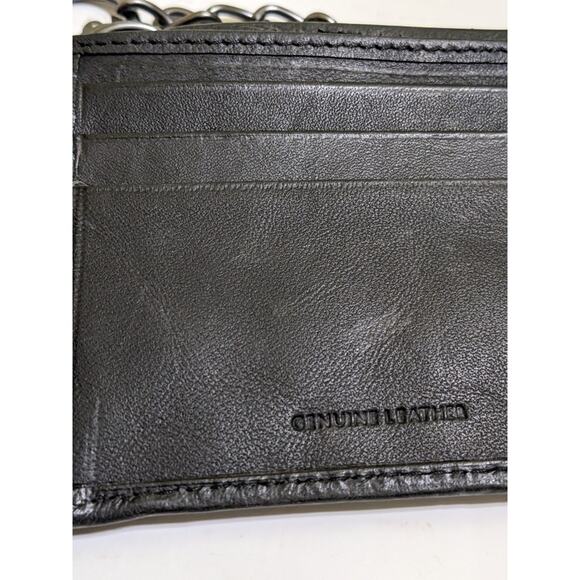 Dickie Genuine Black Leather Slimfold RFID Wallet Chain NEW Data Protection - Picture 6 of 6